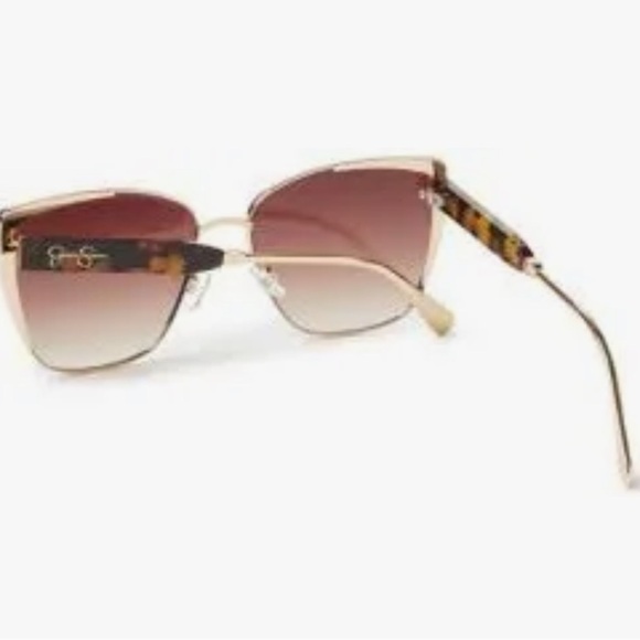 Jessica Simpson‎ GOLD and TORTOISE Metal Vented Cat Eye Sunglasses new - Picture 6 of 7